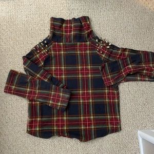 Flannel crop top with spikes!